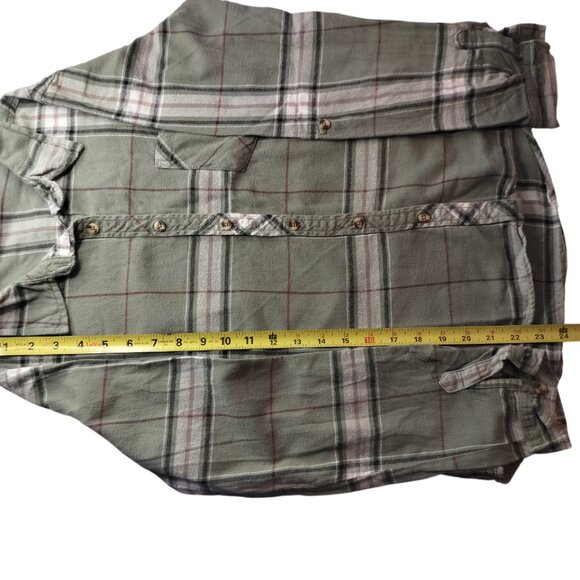 WET SEAL FLANNEL SHIRT Size Med  Green Button Down Twilight Gorpcore Western - Picture 7 of 9